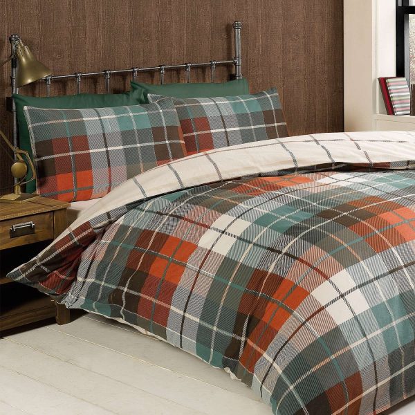 Flannelette Bedding King Green Check