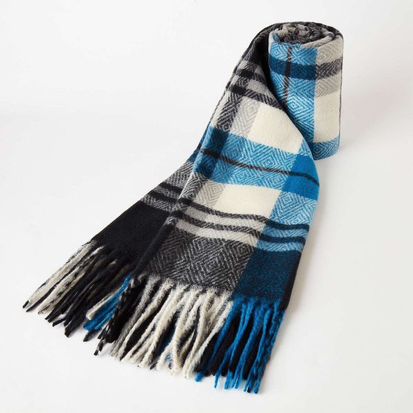 Check Scarf Blue L180 xW70cm