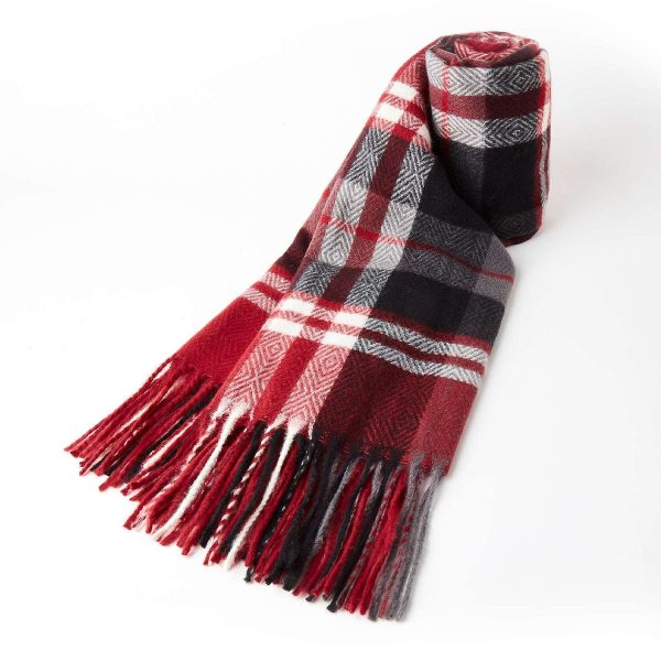 Check Scarf Red L180 xW70cm