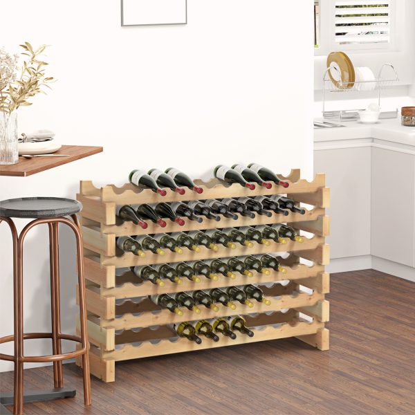 HOMCOM Wooden Wine Rack 6 Tier Shelf for 72 Bottles Shelving Storage Holder - Image 4