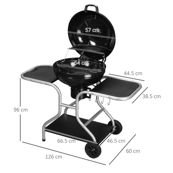 Outsunny Charcoal Grill Trolley Barbecue Grill W/ Wheels   Aosom UK - Image 3