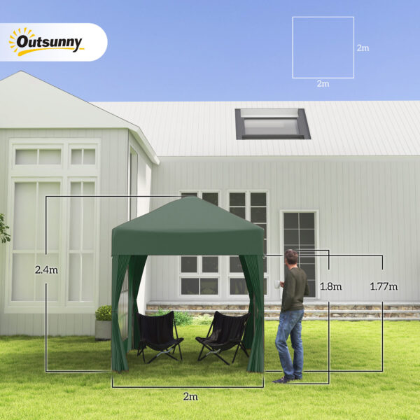 Outsunny Waterproof Pop Up Gazebo Canopy, size (2 x 2m)-Green   Aosom UK - Image 3