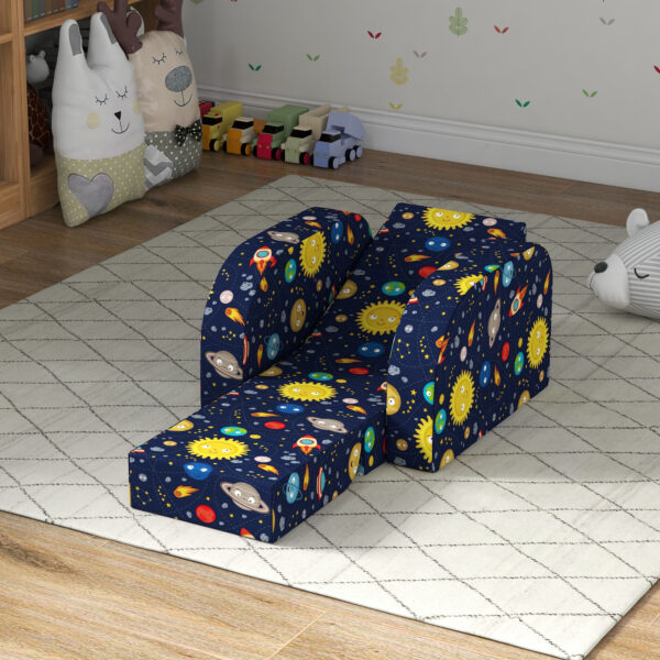 AIYAPLAY Foldable Toddler Chair Soft Snuggle Sponge Filled for Bedroom Playroom, Aged 18 Months to 3 Years - Dark Blue   Aosom UK - Image 8