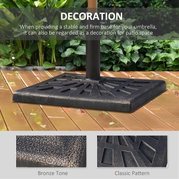 Outsunny 15kg Parasol Base Durable Patterned Colophony Garden Patio Square Umbrella Stand Base Stand Bronze   Aosom UK - Image 6