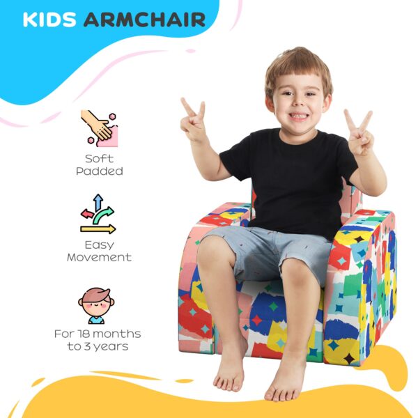 AIYAPLAY Foldable Toddler Chair Soft Snuggle Sponge Filled for Bedroom Playroom, Aged 18 Months to 3 Years - Multicoloured   Aosom UK - Image 5