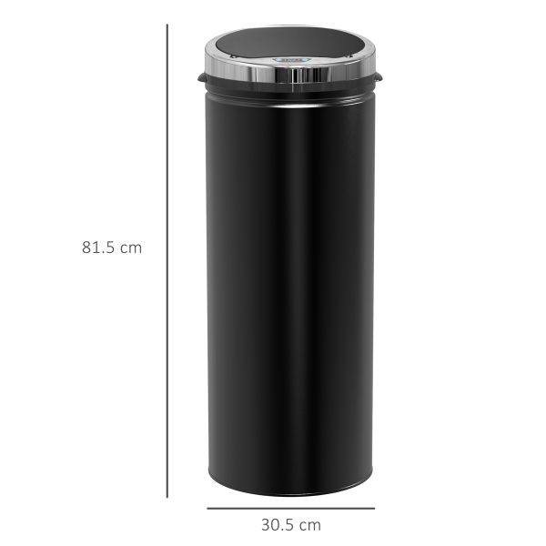 HOMCOM 50L Stainless Steel Sensor Trash Can W/ Bucket-Black - Image 3