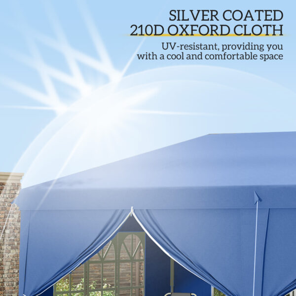 Outsunny 3 x 6m Canopy Tent, Instant Gazebo with Waterproof Side Panels, Carry Bag, for Parties & Outdoor Events, Blue   Aosom UK - Image 5