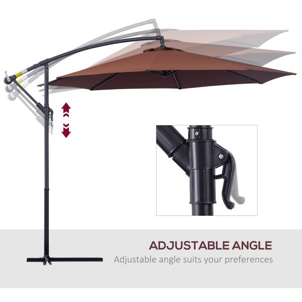 Outsunny Waterproof 3m Hanging Cantilever Umbrella: Adjustable Angle & UV Protection, Coffee Hue   Aosom UK - Image 5