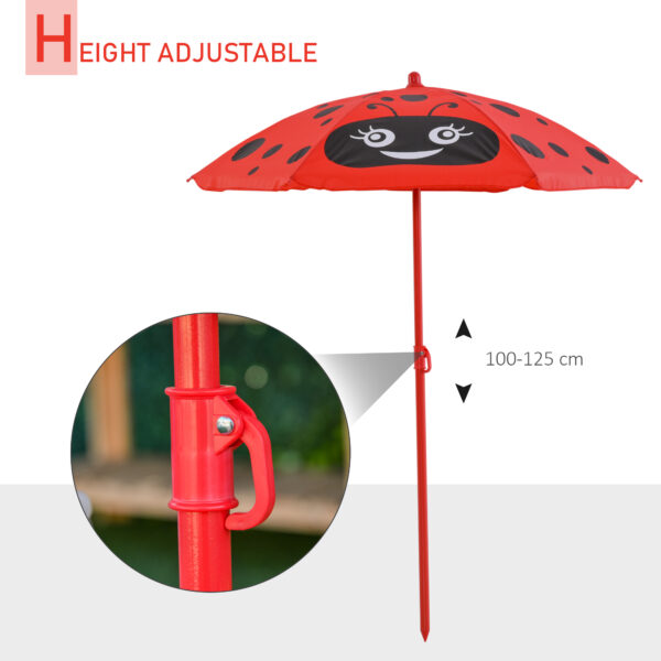 Outsunny Kids Folding Picnic Table and Chairs Set Ladybug Pattern Outdoor w/ Parasol   Aosom UK - Image 6