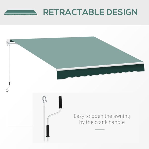 Outsunny Manual Retractable Garden Patio Awning, Sun Shade Shelter with Winding Handle, 2.5m x 2m, Green   Aosom UK - Image 7