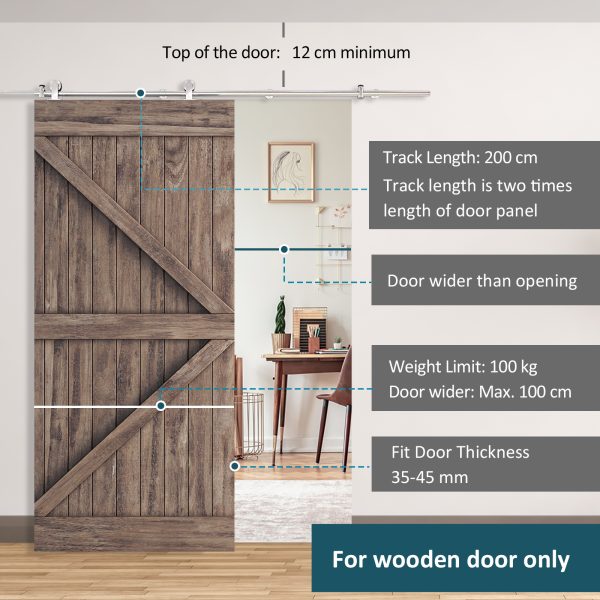 HOMCOM 35-45mm Track Stainless Steel Sliding Door Kit Silver - Image 5