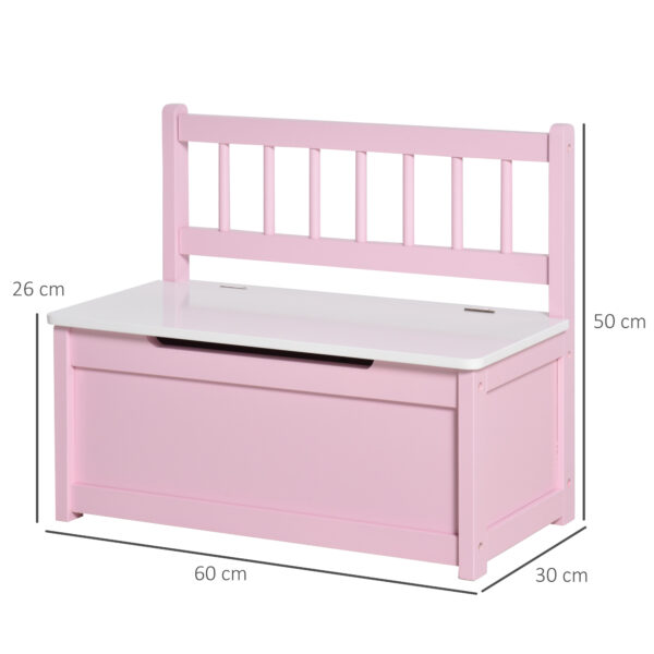 HOMCOM Wooden Toy Box Toy Storage Organizer with the Backrest, the Lid Fitted with a Gas Rod, Safe for Children, Pink   Aosom UK - Image 3