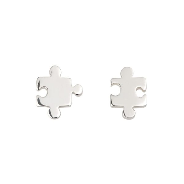 Silver Jigsaw Stud Earrings