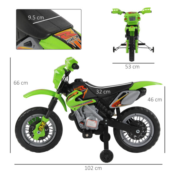 HOMCOM Kids Electric Motorbike Child Ride on Motorcycle 6V Battery Scooter (Green) - Image 3