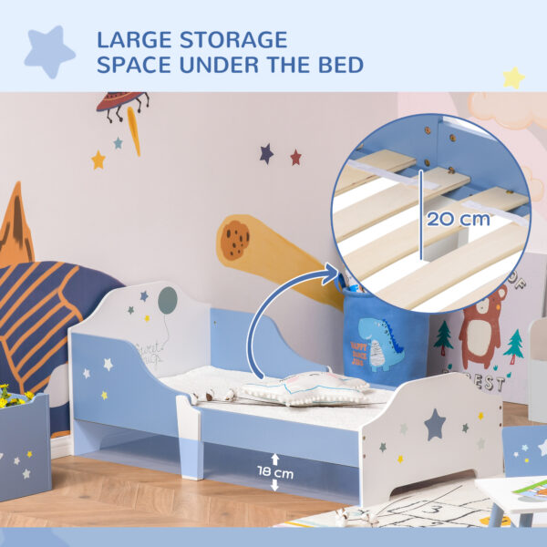 HOMCOM Kids Toddler Wooden Bed Round Edged with Guardrails Stars Image 143 x 74 x 59 cm Blue   Aosom UK - Image 6