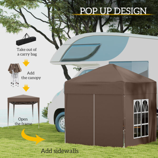 Outsunny Pop Up Gazebo Canopy, size (2 x 2m)- Coffee   Aosom UK - Image 4