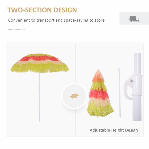 Outsunny Portable Beach Umbrella: Foldable Rainbow Parasol for Hawaiian-Style Sun Protection - Image 5