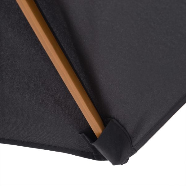 Outsunny Wooden Patio Parasol: 2.5m Outdoor Sun Umbrella, Weather-Resistant, Black   Aosom UK - Image 8