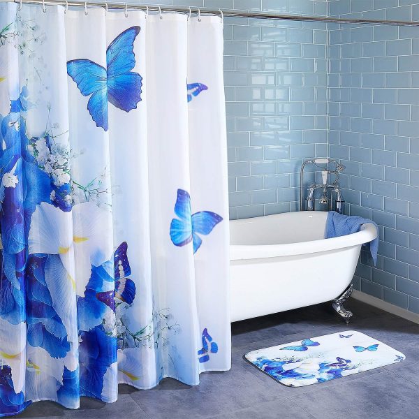 Shower Curtains & Mat Set. Curtain L180 xW180cm. Bathmat L75 xW45cm