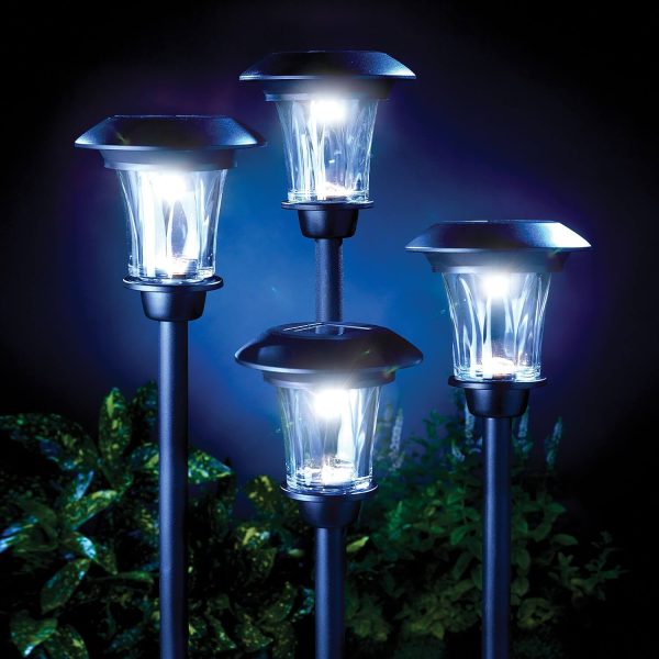 Solar Path Lights Warm White Set of 4 Overall H55.5cm incl stake