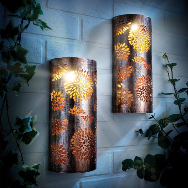 Solar Flower Cut-Out Wall Lights H27 xW13 xD7cm