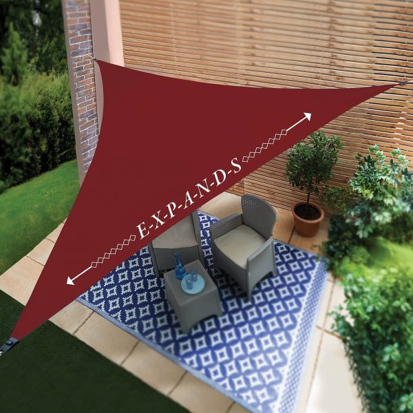 Shade Sail Triangle Burgundy Expandable UPF50+ Size 2.5 x2.5 x2.5m - 3.6 x3.6 x3.6m