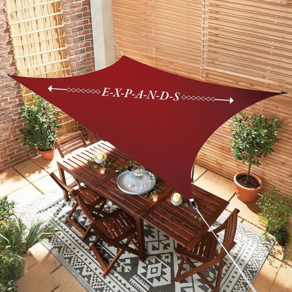 Shade Sail Rectangle Burgundy Expandable UPF50+ 1.5 x2m - 2.5 x3m