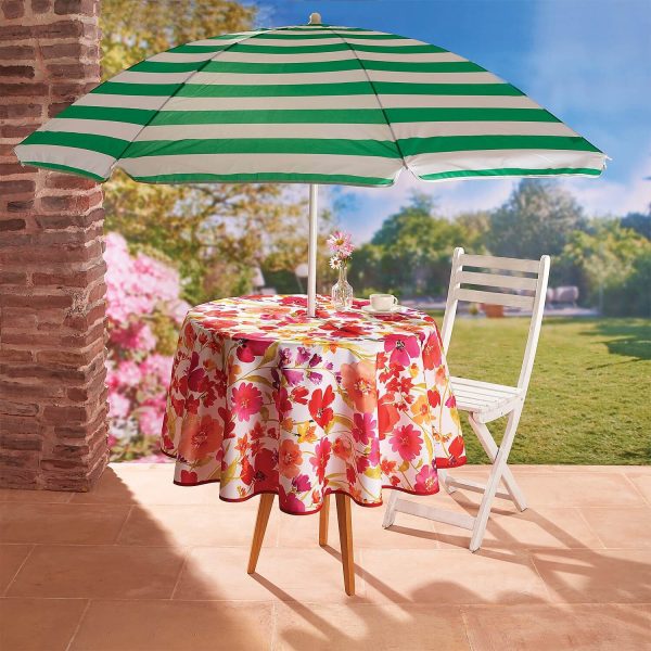 Round Tablecloth with Parasol Zip (Floral Print), L215 x W153cm