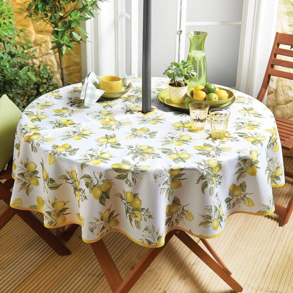 Lemon Round Tablecloth With Parasol Zip