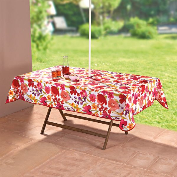 Rectangular Tablecloth with Parasol Zip (Floral Print), L215 x W153cm