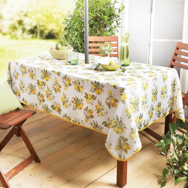 Lemon Rectangle Tablecloth With Parasol Zip