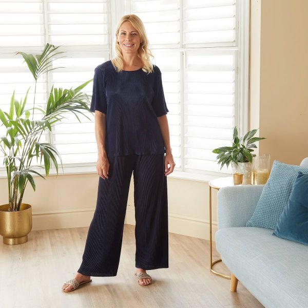 Elasticated-waisted Trousers Navy UK 18