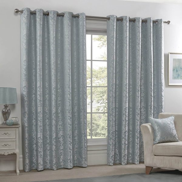 Eden Jacquard Curtains Duck Egg W90