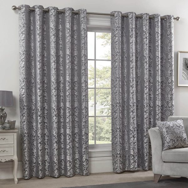 Eden Jacquard Curtains Silver W66