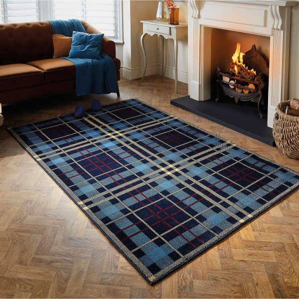 Tartan Rug Blue W80 xL150cm