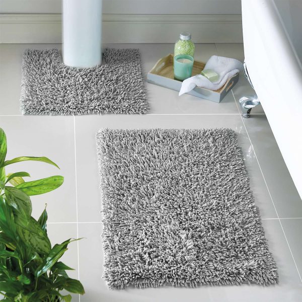 Bathroom Mat Set Tumble Twist Silver L80 x50cm