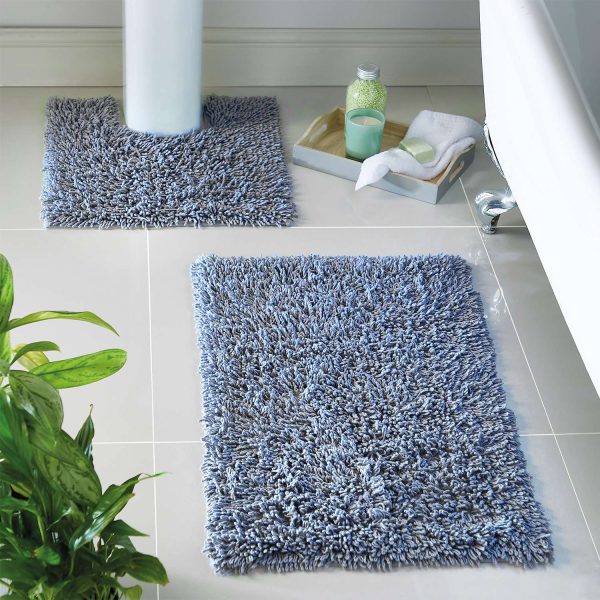 Bathroom Mat Set Tumble Twist Blue L80 x50cm