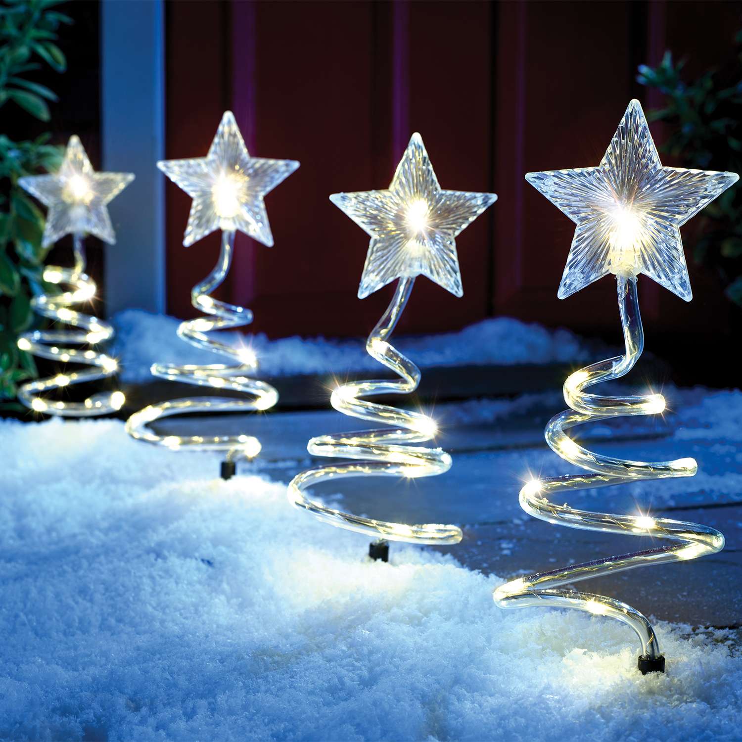 Spiral Path Lights Set of 4 White