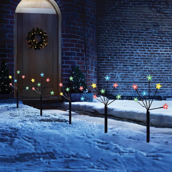 Star Branch Path Lights Set of 5 Multicoloured H45cm