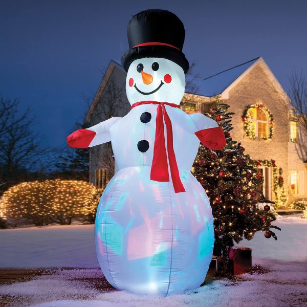 Inflatable Snowman With Projector 8Ft H240xW12xD95cm, Light-Up, Weather-Resistant, Self-inflating