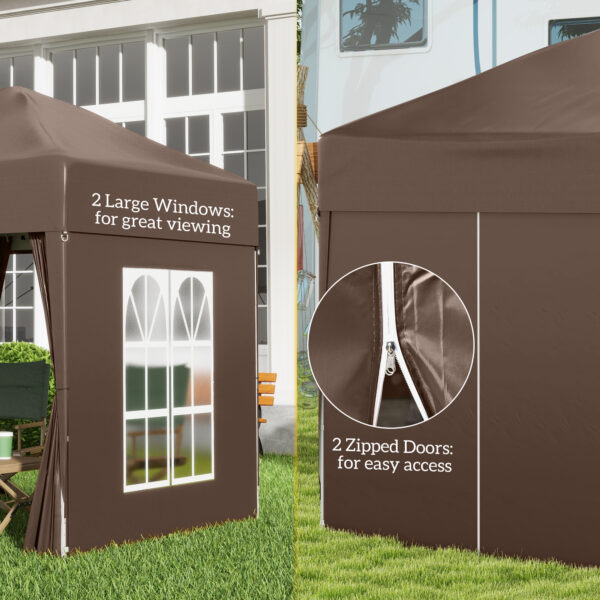 Outsunny Pop Up Gazebo Canopy, size (2 x 2m)- Coffee   Aosom UK - Image 7