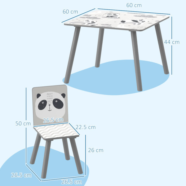 ZONEKIZ Kids Table and Chair Set, Toddler Table with 2 Chairs, Toddler Furniture Set, for Ages 3-8 Years - Grey   Aosom UK - Image 3