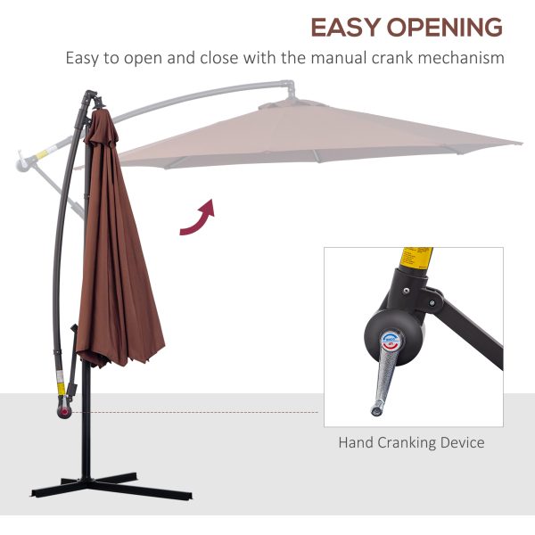 Outsunny Waterproof 3m Hanging Cantilever Umbrella: Adjustable Angle & UV Protection, Coffee Hue   Aosom UK - Image 4