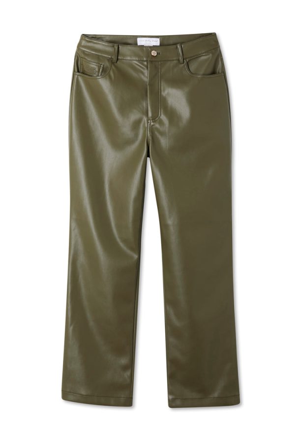 Women's Vegan Leather Trouser in Khaki, Size 26 by Never Fully Dressed - Image 6