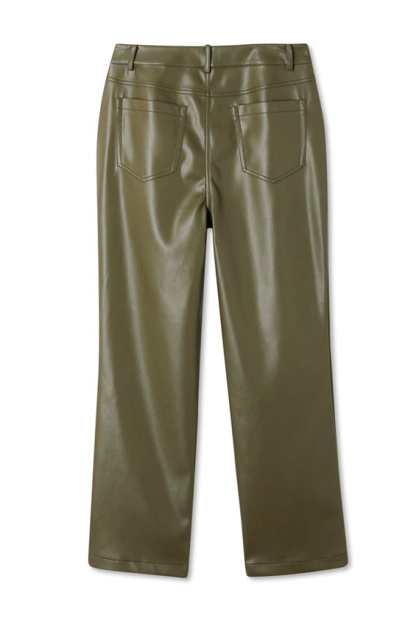 Women's Vegan Leather Trouser in Khaki, Size 26 by Never Fully Dressed - Image 7