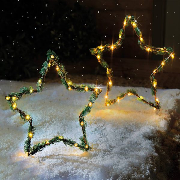 Large Light Up Stars 40 LEDs Set of 2