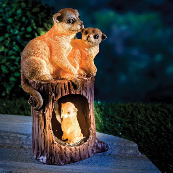 Meerkat Solar Garden Ornament weatherproof polyresin H23 xW9 xD13cm