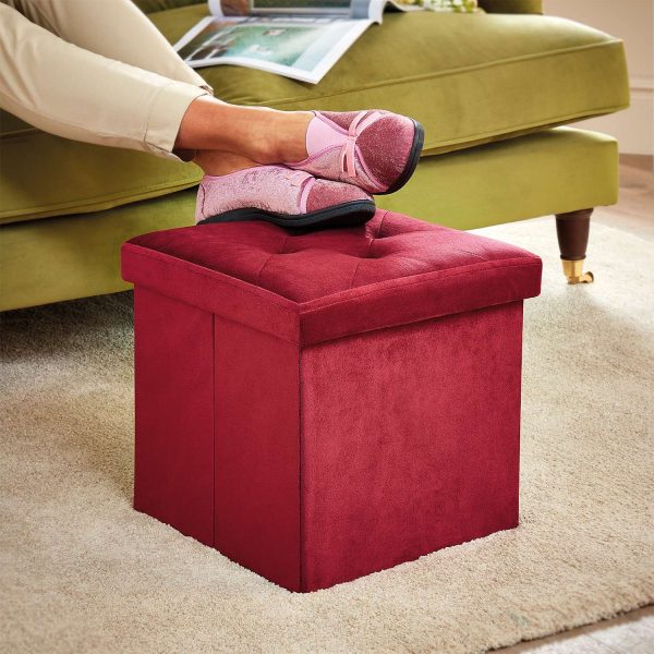 Foot Stool With Storage Multi-Use Foldable Wine H33 xW33 xD33cm