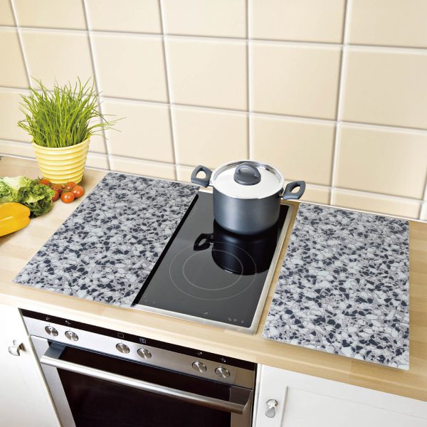 Hob Covers Protectors Granite Effect Glass et of 2 L52 xW30 xD1cm