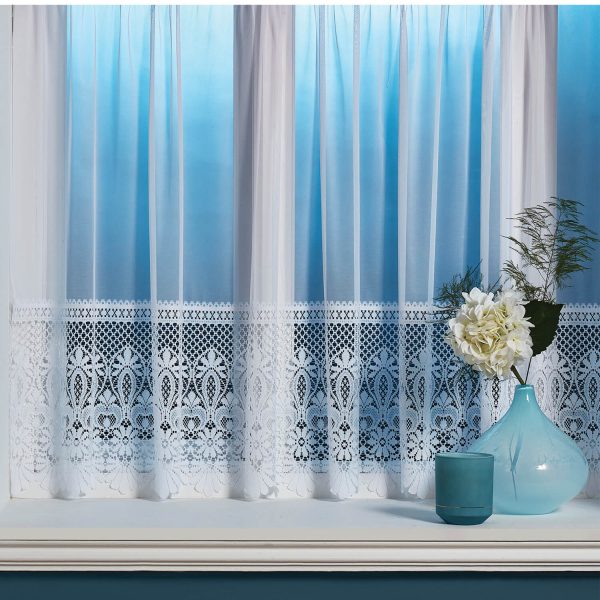 Deep Lace Base Curtain Panel White 78''W X 72''